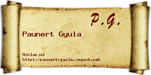 Paunert Gyula névjegykártya